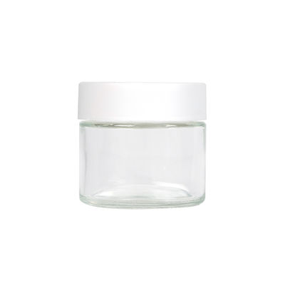 pot 2oz en verre clair avec le verre de empaquetage de mauvaise herbe résistante de chapeau d'enfant