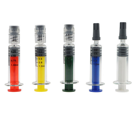Le paquet fait sur commande en verre 1ml de mauvaise herbe de Borosilicate a coloré la seringue de serrure de Luer pour l'huile de concentré
