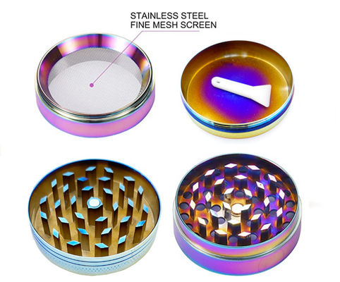 4 couches d'arc-en-ciel en métal d'alliage de Herb Tobacco Grinder Portable Zinc