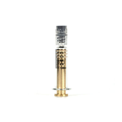 Plongeur argenté d'or de la seringue 1ml de serrure de Luer de plongeur en métal de  de seringues en verre d'huile