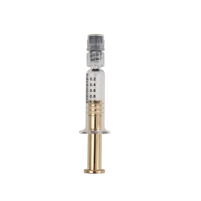 Fuite en verre argentée de serrure de Luer de seringue du plongeur 1ml en métal d'or libre
