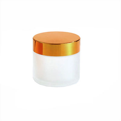 Pot de verre transparent givré résistant aux enfants de 2 oz avec couvercle doré