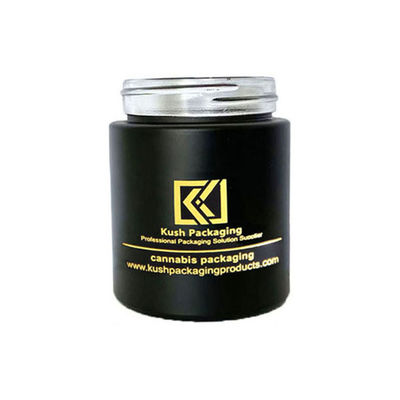 5oz Matte Black Glass Weed Jar avec le chapeau résistant d'enfant