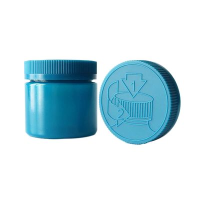 pot large de fleur de  de bouche de l'enfant 6oz de pot en plastique bleu de preuve avec le chapeau