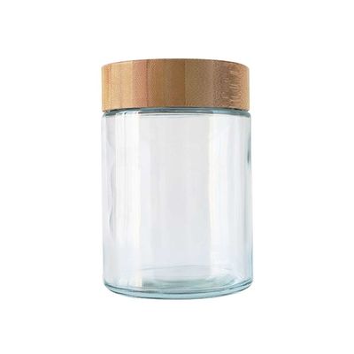grand pot de fleur de chanvre du couvercle 18oz de pot d'emballage sans danger pour les enfants en verre en bambou de marijuana