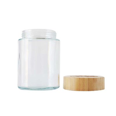 grand pot de fleur de chanvre du couvercle 18oz de pot d'emballage sans danger pour les enfants en verre en bambou de marijuana