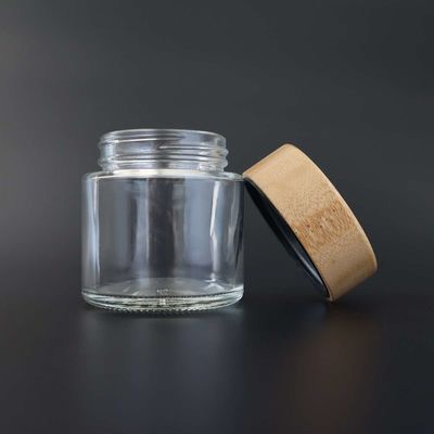 8ème pot de l'mauvaise herbe 2-6oz de cachette de pot d'enfant de preuve en verre en bambou en verre de couvercle