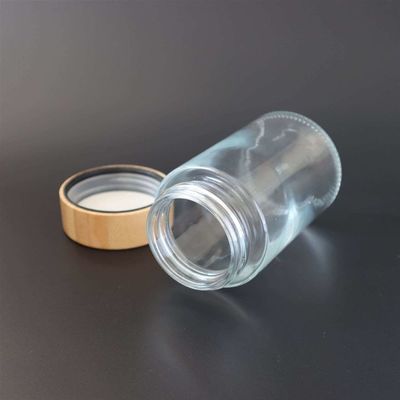 Pot en verre 2oz 3oz 4oz 5oz 6oz de couvercle en bambou résistant d'enfant pour le stockage de