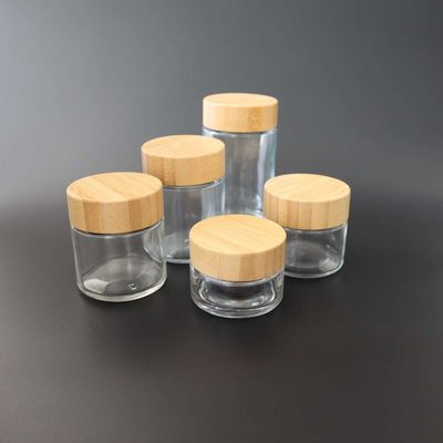 8ème pot de l'mauvaise herbe 2-6oz de cachette de pot d'enfant de preuve en verre en bambou en verre de couvercle