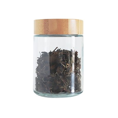Pot en verre sans danger pour les enfants de grand couvercle en bambou de la taille 18oz pour la fleur de CBD
