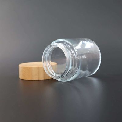 Pot hermétique de fleur de  de pot en verre en bambou sans danger pour les enfants du couvercle 4oz