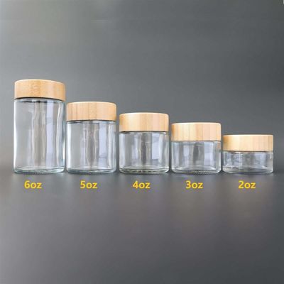Pot en verre 2oz 3oz 4oz 5oz 6oz de couvercle en bambou résistant d'enfant pour le stockage de