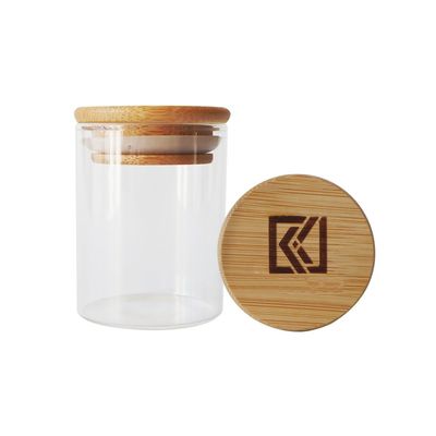 pot en bois en verre de Borosilicate de couvercle de 2oz 3oz pour les produits secs de mauvaise herbe