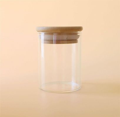couvercle en bambou de Herb And Spice Containers With de nouille de nourriture en verre de Borosilicate 1-18oz