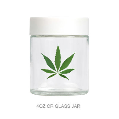 Pot d'emballage de mauvaise herbe de centre de détection et de contrôle 4oz clair avec le pot de  en verre de couvercle de vis