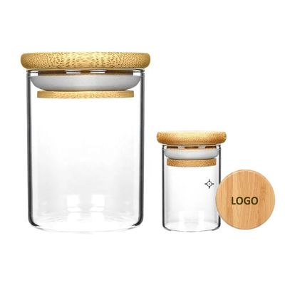 Bouteille en verre borosilicate résistant aux températures élevées avec couvercle d'aspiration en bois