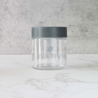 CR Bouteille de fleurs Jars résistant aux enfants étanche à l'air et à l'odeur étanche à l'odeur Black Cap à vis Jars en verre pour les gommes stockage des herbes