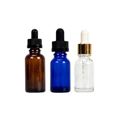 Bouteille à goutte à goutte en verre à bouchon étanche à la manipulation pour l'huile de THC Ambre Bleu Noir Bouteille en verre résistante aux enfants avec goutte à goutte