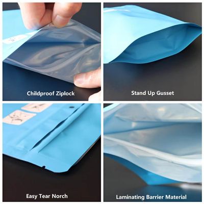 Emballage de Mylar résistant aux enfants avec logo personnalisé et fermeture à glissière à l'épreuve des enfants