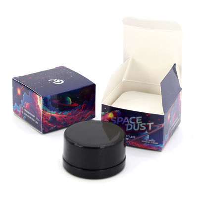 Mini pot à concentré en verre vide de 5 ml, 7 ml et 9 ml à impression personnalisée, résistant aux enfants, boîte en papier holographique avec pack de glace pour huile et crème
