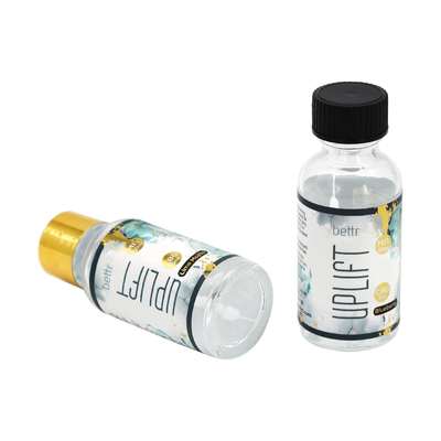 Flacon en verre Boston rond transparent hermétique et étanche de 30 ml (1 oz) avec bouchon à vis noir pour huile essentielle, médicament liquide, liquide